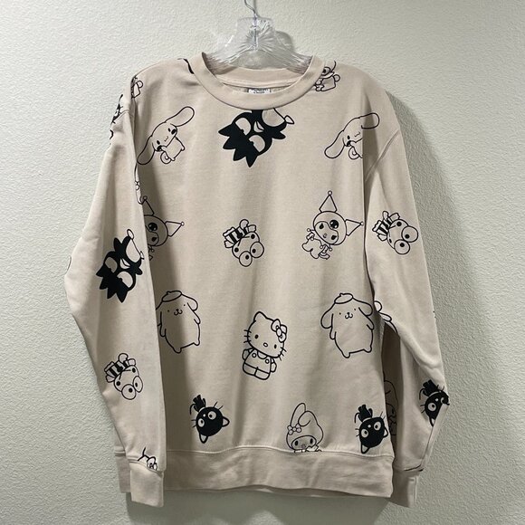 NEW SANRIO HELLO KITTY & FRIENDS Adult Pullover Sweatshirt, Tan/Black - M - Picture 1 of 8